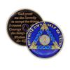 10 Year Sobriety Coin | Blue Crystallized AA Chip Medallion Recovery Anniversary Token with Serenity Prayer view 1