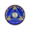 1 Year Sobriety Coin | Blue Crystallized AA Chip Medallion Recovery Anniversary Token with Serenity Prayer view 3