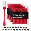 Party Solids Red Plastic Forks 200 Pieces Red Forks Disposable Utensils Heavy Duty Plastic Cutlery Set Disposable Cutlery Sets Flatware Sets Silverware Set Party Supplies & Party Tableware view 1