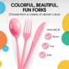 Party Solids Pink Plastic Forks 200 Pieces Pink Forks Disposable Utensils Heavy Duty Plastic Cutlery Set Disposable Cutlery Sets Flatware Sets Silverware Set Party Supplies & Party Tableware view 3