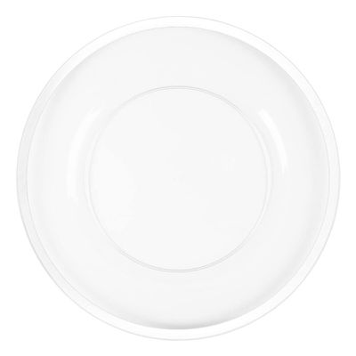 EcoQuality 13" inch Round Clear Plastic Charger Plates with White Rim - China Like Party Plates, Heavy Duty Large Disposable Dinner Plates, Reusable Salad Plate, Wedding, Catering, Events (12 PACK)