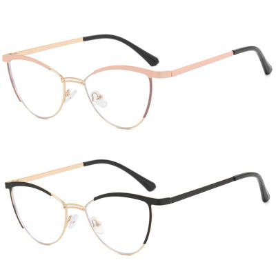 helena 2pack Cat eye Reading Glasses,Vintage Fashion Ladies Metal Frame Readers for Women (black+gold, 1.25, multiplier_x)
