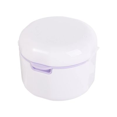Denture Bath Box Retainer Cleaning Box Hollow Cleaning Box Teeth Braces Double Layer Denture Box for Traveling(White)