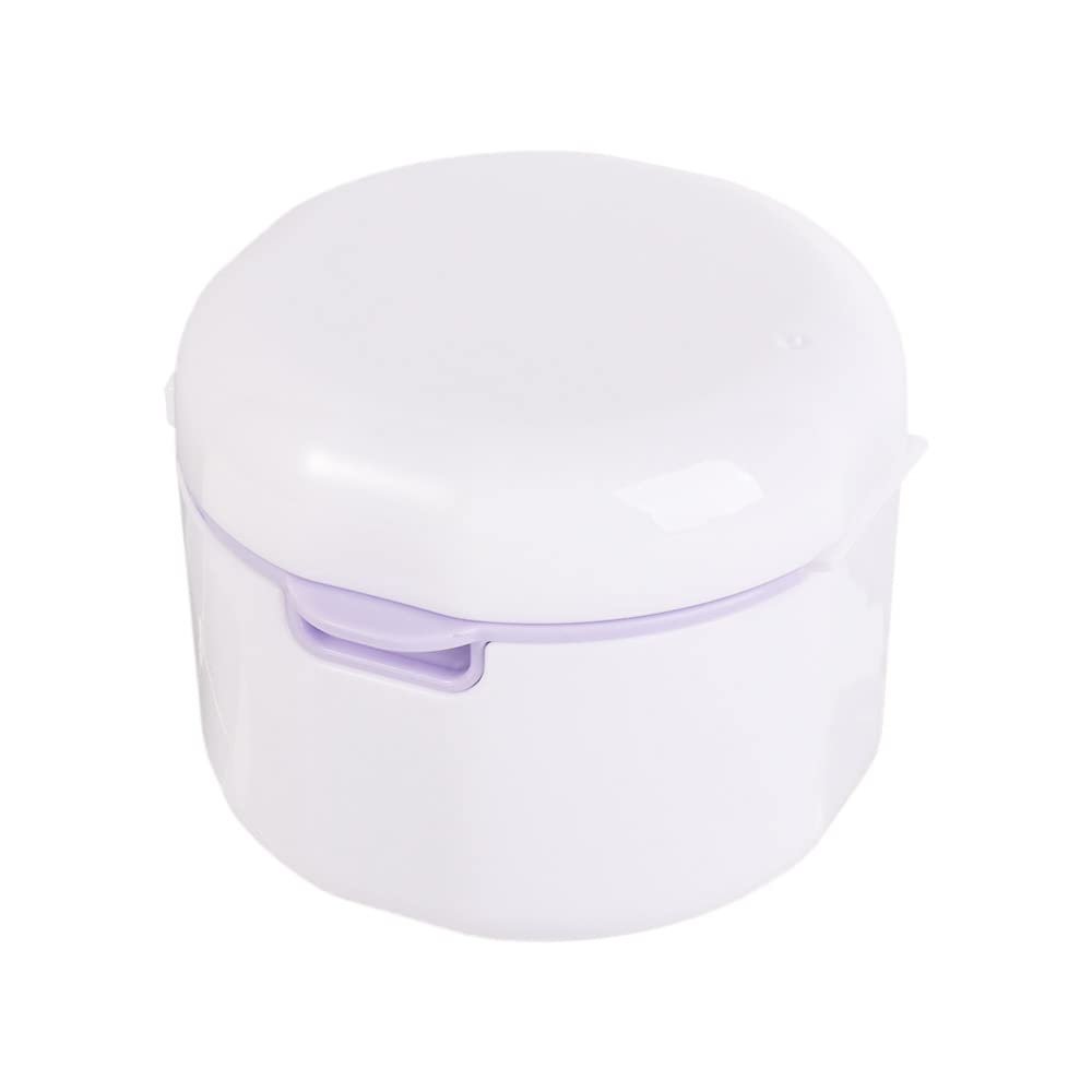 Denture Bath Box Retainer Cleaning Box Hollow Cleaning Box Teeth Braces Double Layer Denture Box for Traveling(White)
