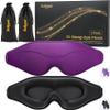 BeHoomi Sleep Mask, 2 Packs Premium Eye Mask for Sleeping, Total Blackout, Superior Soft Comfort, Upgraded 3D Ergonomic Designed Sleeping Mask for Home, Office, Travel, Meditation, Black & Purple view 1
