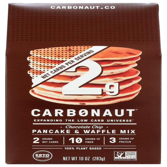 Carbonaut Low Carb Pancake & Waffle Mix, Chocolate Chip, Vegan, Keto Friendly, Non-GMO, 10 Ounce (Pack of 6)