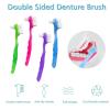 Geodurn 4 Pieces Denture Brush, Small Toothbrush for Dentures, Multi-Layered Bristles Ergonomic Rubber Handle for False Teeth Cleaning view 2