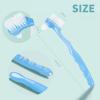 Geodurn 4 Pieces Denture Brush, Small Toothbrush for Dentures, Multi-Layered Bristles Ergonomic Rubber Handle for False Teeth Cleaning view 4