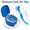 Denture Cleaner Box and Brush Set - 2 Pack Denture Bath Case with Basket + 2 Pack Denture Brushes, Portable Denture Retainer Storage Box, False Teeth Brushes for Oral Care view 2