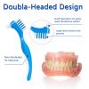 Denture Cleaner Box and Brush Set - 2 Pack Denture Bath Case with Basket + 2 Pack Denture Brushes, Portable Denture Retainer Storage Box, False Teeth Brushes for Oral Care view 3
