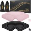 BeHoomi Sleep Mask, 2 Packs Premium Eye Mask for Sleeping, Total Blackout, Superior Soft Comfort, Upgraded 3D Ergonomic Designed Sleeping Mask for Home, Office, Travel, Meditation, Yoga, Black & Pink view 1