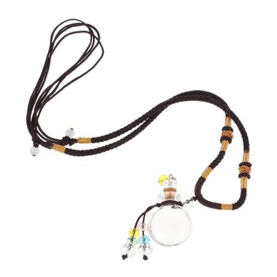 1Pc Essential Oil Necklace with Braided Rope Aromatherapy Pendant Diffuser Bottle for Women Fashionable Mini Scent Container for Odor Removal and Dress Decor