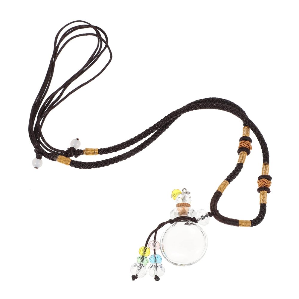 1Pc Essential Oil Necklace with Braided Rope Aromatherapy Pendant Diffuser Bottle for Women Fashionable Mini Scent Container for Odor Removal and Dress Decor