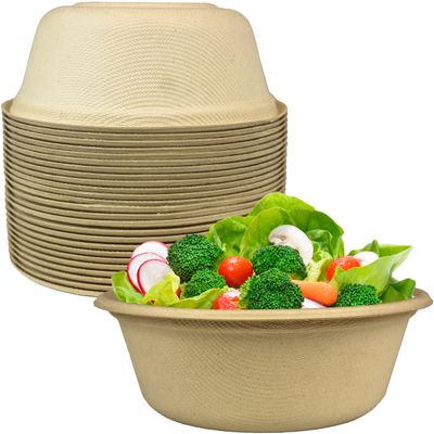 Leak-Proof, Compostable, Stackable 11.5 oz Bowls 25 Pk. Sturdy, Plant-based, Microwave Safe Sugarcane Containers for Dinner or Dessert. Small but Deep Serving Bowls for Hot Soup, Salad, and Snacks