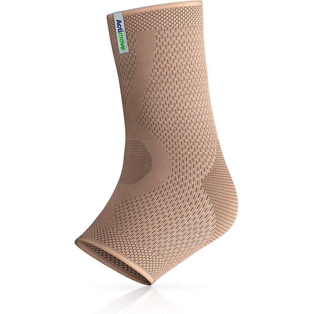 Actimove Everyday Supports Ankle Support Brace | Adjustable Compression Support for Sprained Ankle, Achilles Tendonitis, Plantar Fasciitis, & Injured Foot | Unisex, Beige, Medium