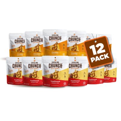 Catalina Crunch Protein Grab & Go Snack Mix with Cheese Crisps | At least 15g Protein, 2g Sugar per Pouch | Good Source of Fiber, Keto, Gluten Free | Traditional & Cheddar, 1.85 oz (Pack of 12)