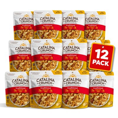 Catalina Crunch Protein Grab & Go Snack Mix | 15g Protein, 2g Sugar per Pouch | Good Source of Fiber, Keto, Gluten Free | Traditional, 1.85 oz (Pack of 12)