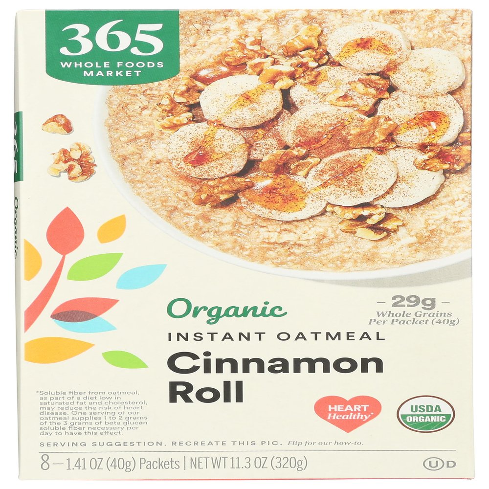 365 by Whole Foods Market, Organic Instant Oatmeal, Cinnamon Roll Flavor, 11.3 Ounce