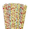 100 pcs Mixed Party Paper Straws Bulk, Vintage Light Pink Blue Yellow Red Rose Floral Drinking Straws Bulk, Valentine Retro Bridal Shower Wedding Tea Garden Cake Pop Sticks (Vintage Flower) view 1