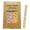 100 pcs Mixed Party Paper Straws Bulk, Vintage Light Pink Blue Yellow Red Rose Floral Drinking Straws Bulk, Valentine Retro Bridal Shower Wedding Tea Garden Cake Pop Sticks (Vintage Flower) view 2