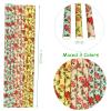 100 pcs Mixed Party Paper Straws Bulk, Vintage Light Pink Blue Yellow Red Rose Floral Drinking Straws Bulk, Valentine Retro Bridal Shower Wedding Tea Garden Cake Pop Sticks (Vintage Flower) view 3