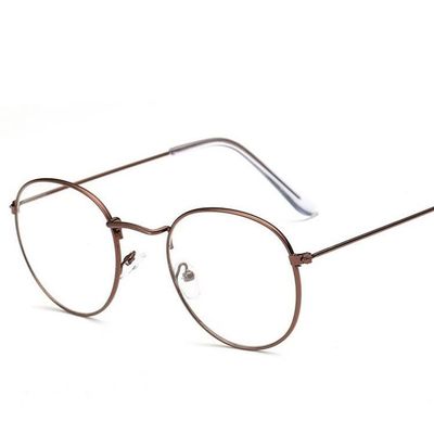 TUDEXX Fashion Round Reading Glasses Women Men, Blue Light Blocking Computer Flat Glasses, Anti Eye Strain/Glare Readers (Color : Coffee, Size : +300)