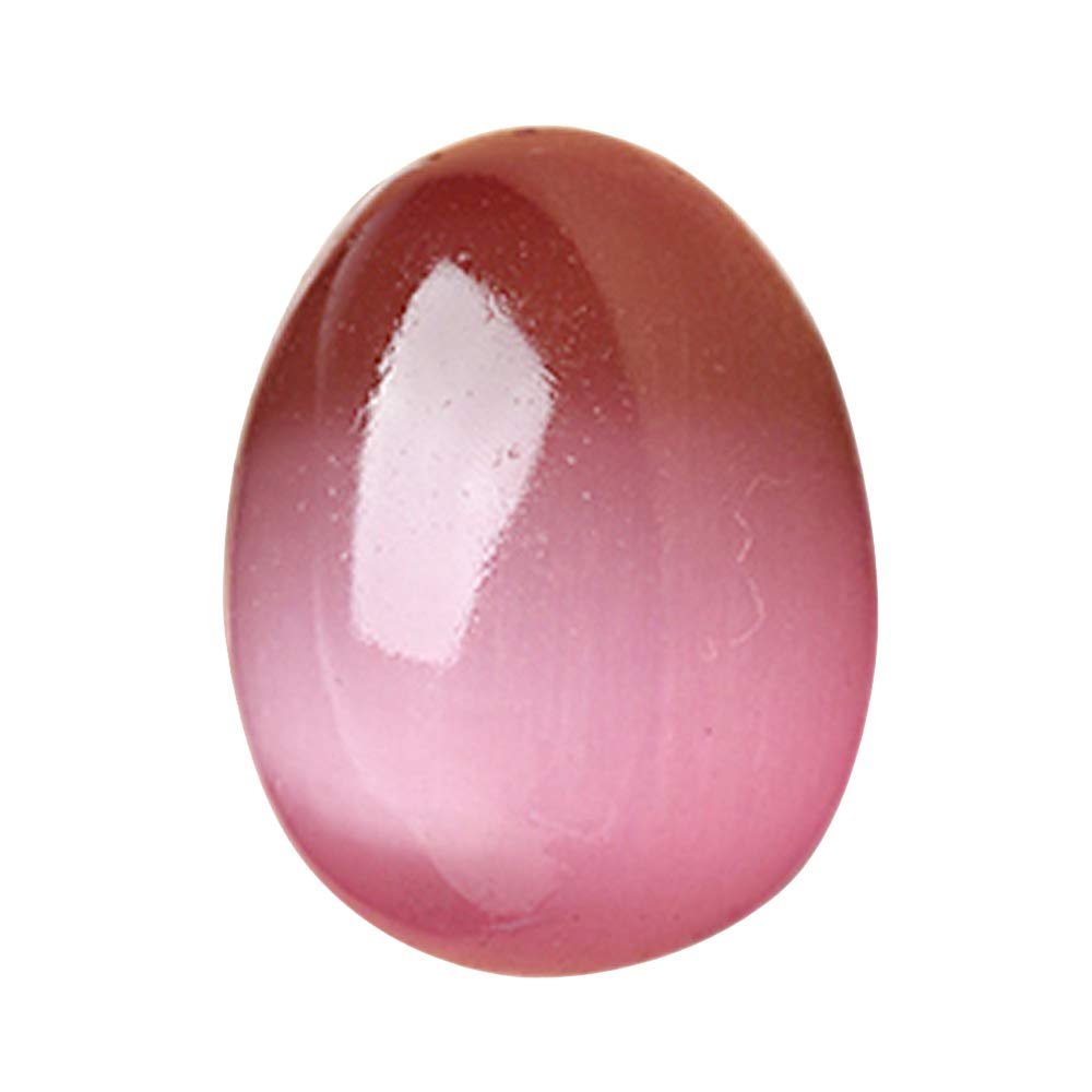 1.8 Inches Colorful Quartz Crystal Yoni Egg Cat's Eye Stone Egg Undrilled Healing Opal Eggs Massage Tool Pelvic Kegel Exercise for Health Care Tool (Pink)