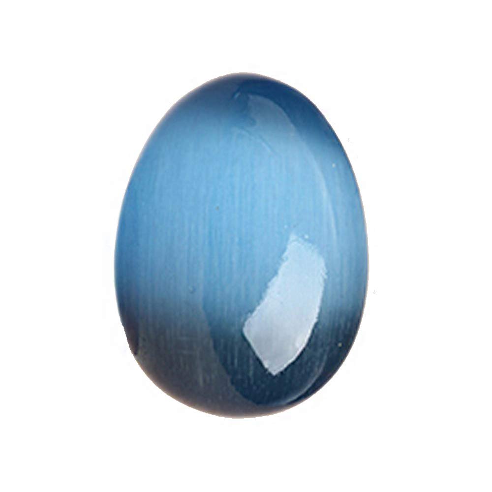 1.8 Inches Colorful Quartz Crystal Yoni Egg Cat's Eye Stone Egg Undrilled Healing Opal Eggs Massage Tool Pelvic Kegel Exercise for Health Care Tool (Blue)