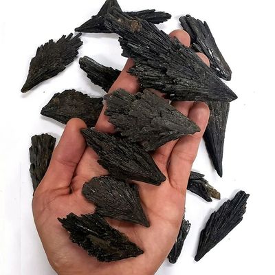 SBOTTON Natural Black Tourmaline Bulk Black Kyanite Crystal Kyanite Blades Fan Shape Reiki Healing Quartz Mineral, 11223S1BOTTON (Size : 100g(3-5Pcs))