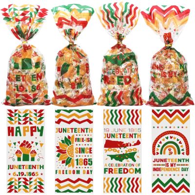 100 Pcs Juneteenth Goodie Bags, Juneteenth Gift Bags for Party Decorations, Juneteenth Decorations Treat Cellophane Candy Bags for African American Freedom Day Celebration Party Favor Supplies