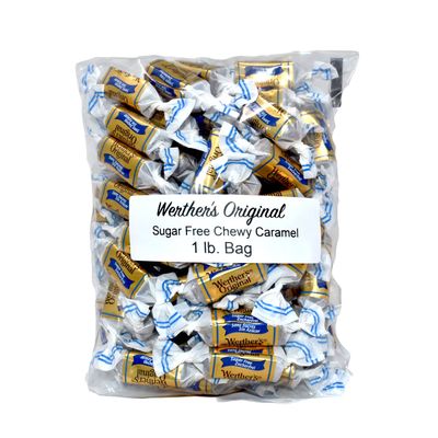 Bulk Werthers Original Hard Candy | Bulk Candy Individually wrapped | Werthers Caramel Candy | 1 lb Individual Flavor Bag | Ships in an Aromatik Resealable Pouch (Sugar Free Chewy Caramel)