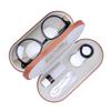Muf 2 in 1 Contact Lens Case and Glasses Case, Double Sided Design with Mirror, Portable Travel Kit with Tweezer, Remover and Solution Bottle, Walnut Wood view 1