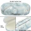 Muf 2 in 1 Contact Lens Case and Glasses Case, Double Sided Design with Mirror, Portable Travel Kit with Tweezer, Remover and Solution Bottle, Green Grey Marble view 3