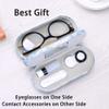 Muf 2 in 1 Contact Lens Case and Glasses Case, Double Sided Design with Mirror, Portable Travel Kit with Tweezer, Remover and Solution Bottle, Green Grey Marble view 4
