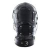 MYNCBD All inclusive Black Leather Head Hood Cosplay Hood Masks Adjustable Halloween Soft Face Masks view 1