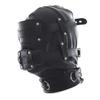 MYNCBD All inclusive Black Leather Head Hood Cosplay Hood Masks Adjustable Halloween Soft Face Masks view 2