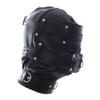 MYNCBD All inclusive Black Leather Head Hood Cosplay Hood Masks Adjustable Halloween Soft Face Masks view 3