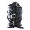 MYNCBD All inclusive Black Leather Head Hood Cosplay Hood Masks Adjustable Halloween Soft Face Masks view 4