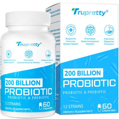 200 Billion Cfus 12 Strains Probiotic, with 3 Organic Prebiotics, Probiotics for Women Men, Daily Supplement for Immune, Gut, Digestive Health, Shelf Stable, Non GMO, 60 Caps (60-Days Supply)