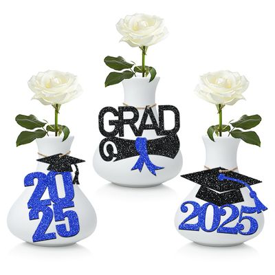 24 Pcs 2025 Graduation Tags for Graduation Decorations, Class of 2025 Centerpieces- Grad Gift Tags for Grad Table Decor (Blue)