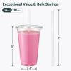 AOZITA [100 Sets] 16 oz Clear Plastic Cups With Lids and Straws, Disposable Cups With Lids for Iced Coffee, Smoothie, Milkshake and Cold Drinks (New-16-100) view 2
