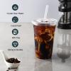 AOZITA [100 Sets] 16 oz Clear Plastic Cups With Lids and Straws, Disposable Cups With Lids for Iced Coffee, Smoothie, Milkshake and Cold Drinks (New-16-100) view 3