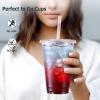 AOZITA [100 Sets] 16 oz Clear Plastic Cups With Lids and Straws, Disposable Cups With Lids for Iced Coffee, Smoothie, Milkshake and Cold Drinks (New-16-100) view 4