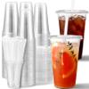AOZITA 100 Pack - 24 oz Clear Plastic Cups with Lids and Straws, Sturdy & Food Safe Iced Coffee Cups with lids, Disposable Iced Coffee Cups for Cold Drinks view 1