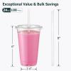 AOZITA 100 Pack - 24 oz Clear Plastic Cups with Lids and Straws, Sturdy & Food Safe Iced Coffee Cups with lids, Disposable Iced Coffee Cups for Cold Drinks view 2