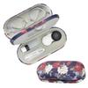 Zettokete 2 in 1 Contact Lens and Glasses Case,Double Sided Dual Use Design with Mirror, Tweezer and Contact Lens Solution Bottle,Portable Soak Storage Kit for Travel,Office(Evening Blue & Peony) view 1