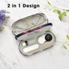 Zettokete 2 in 1 Contact Lens and Glasses Case,Double Sided Dual Use Design with Mirror, Tweezer and Contact Lens Solution Bottle,Portable Soak Storage Kit for Travel,Office(Evening Blue & Peony) view 2