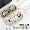 Muf 2 in 1 Contact Lens Case and Glasses Case, Double Sided Design with Mirror, Portable Travel Kit with Tweezer, Remover and Solution Bottle, Red Marble view 4