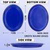 SINYLOO Blue Plastic Plates Disposable 12" x 10" - Party Plates for Supplies and Decorations, Baby Shower, Wedding, Picnic, Dessert, Salad - 50 Count Dinner Plates view 2