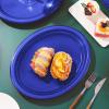 SINYLOO Blue Plastic Plates Disposable 12" x 10" - Party Plates for Supplies and Decorations, Baby Shower, Wedding, Picnic, Dessert, Salad - 50 Count Dinner Plates view 4